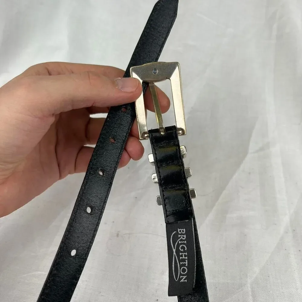 Brighton Silver and Gold Hardware Black Belt Size M